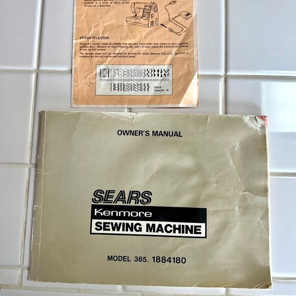 Kenmore sewing machine manual 385.1884180 and Stitch Insert - Acceptable Cond - Picture 1 of 8
